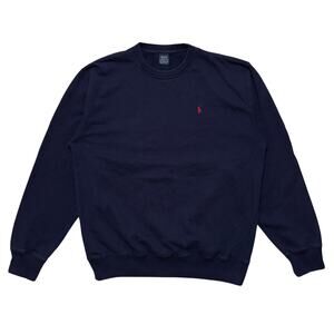 VTG 90's Polo Ralph Lauren Pullover Crewneck Sweater Navy Blue XL